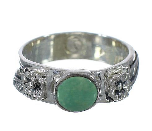 Turquoise And Silver Southwestern Flower Ring Size 6-3/4 YX91697
